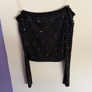 Black Long Sleeve Top with Silver Studs